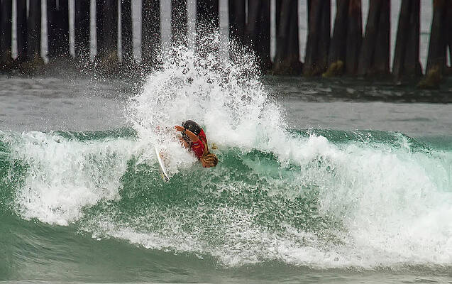 Caroline Marks Wall Art featuring the photograph Caroline Marks Surfing by Waterdancer
