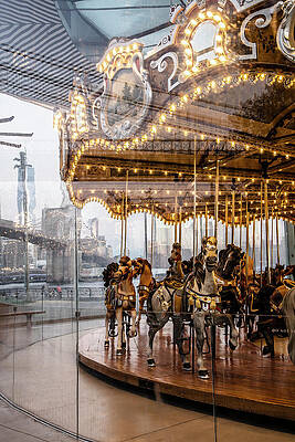 North America Wall Art featuring the digital art Carousel In Brooklyn Bridge Park by Antonino Bartuccio