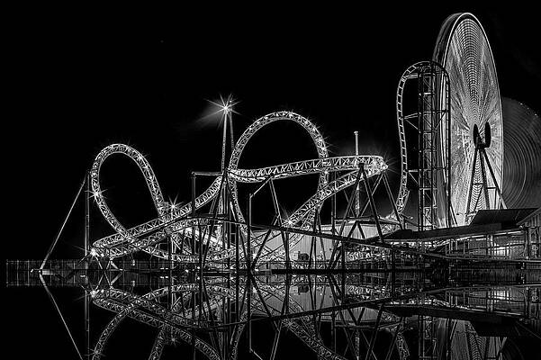 Casino Pier And Hydrus Bw Print
