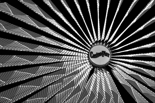 Casino Pier Ferris Wheel Bw Print