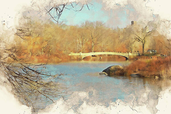 Landscape Painting - Central Park, New York - 07 by AM FineArtPrints