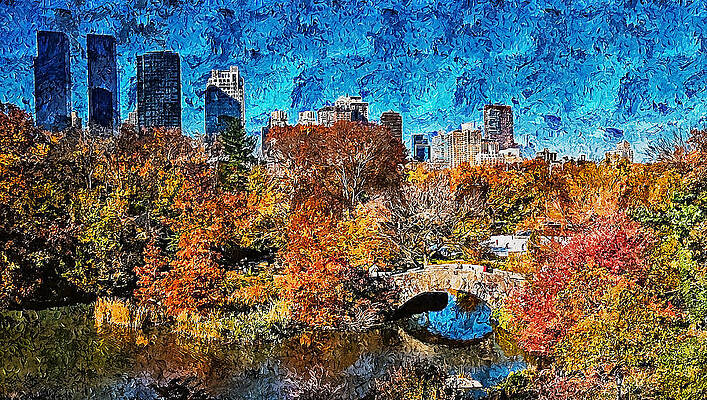 Summer Painting - Central Park, New York - 08 by AM FineArtPrints