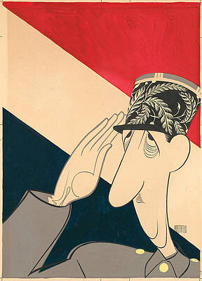 Caricature Wall Art featuring the drawing Charles De Gaulle by Al Hirschfeld
