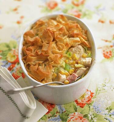 Chicken Pie With Leek, Sweetcorn And A Filo Pastry Lid Print