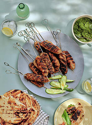 Sea Life Wall Art featuring the digital art Chicken Seekh Kebabs by Emma Fishman