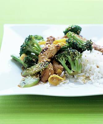 Chicken Stir-fry With Broccoli And Lemon Print