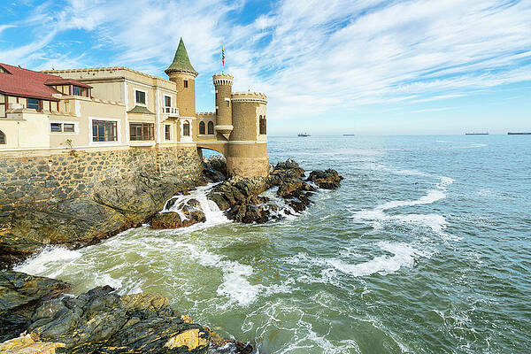 View Digital Art - Chile, Valparaiso, Vina Del Mar, Castillo Wulff Mansion by Jan Miracky