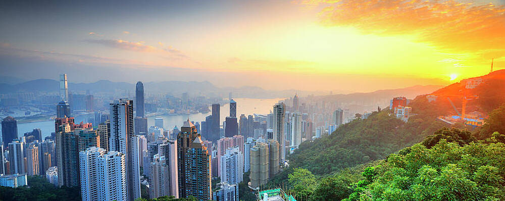 Beautiful Wall Art featuring the digital art China, Hong Kong, Hong Kong Island, Victoria Harbor, View From Victoria Peak by Maurizio Rellini