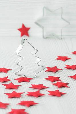Christmas Decorations, With Cutters And Red Felt Stars Print