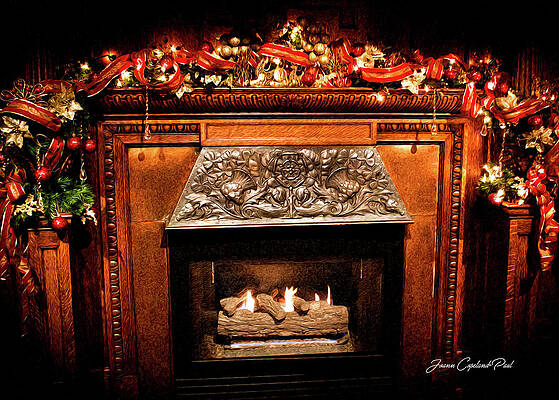 Wall Art featuring the photograph Christmas Fireplace by Joann Copeland-Paul