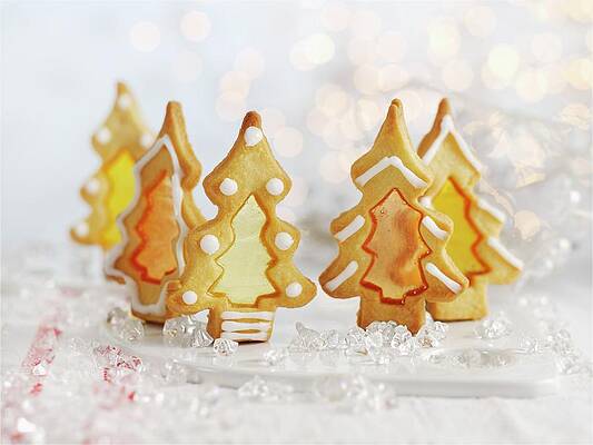 Christmas Tree Biscuits With Sugar Windows Print