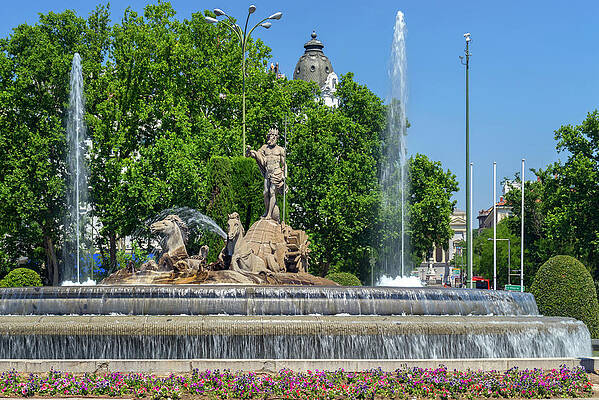 Fountain Wall Art featuring the digital art Cibeles Fountain, Madrid, Spain by Glowcam