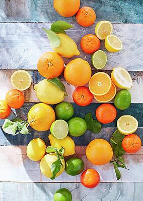 Citrus Fruits, Whole And Sliced Print