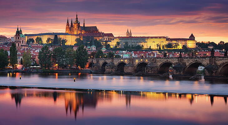 Small Digital Art - City Of Prague In Czech Republic by Michael Breitung