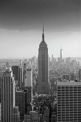 Destination Wall Art featuring the digital art Cityscape With Empire State Bldg, Nyc by Colin Dutton