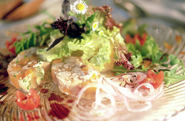 Close-up Of Meat Aspic With Salad Print