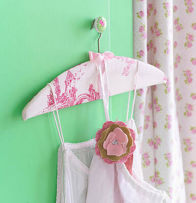 Clothes Hanger Covered With Toile-de-jouy Fabric And Fabric Flower Print