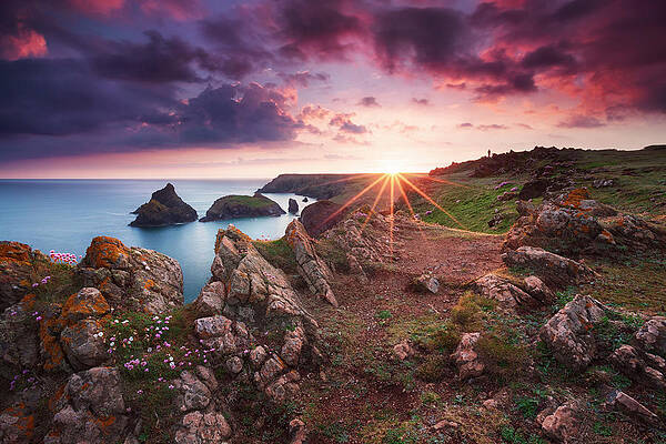 British Wall Art featuring the digital art Coastal Cove With Rocks by Michael Breitung