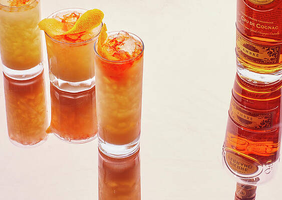 Wall Art featuring the digital art Cognac Punch Swizzle by Emma Fishman