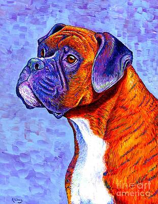 Vibrant Boxer Dog Portrait Painting