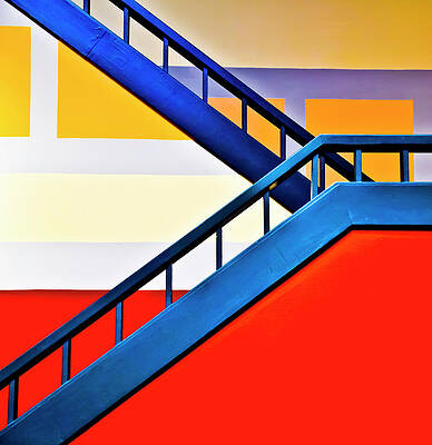 Colorful Geometric Staircase Wall Art