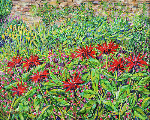 Wall Art featuring the painting Colourful English Summer Garden by Seeables Visual Arts