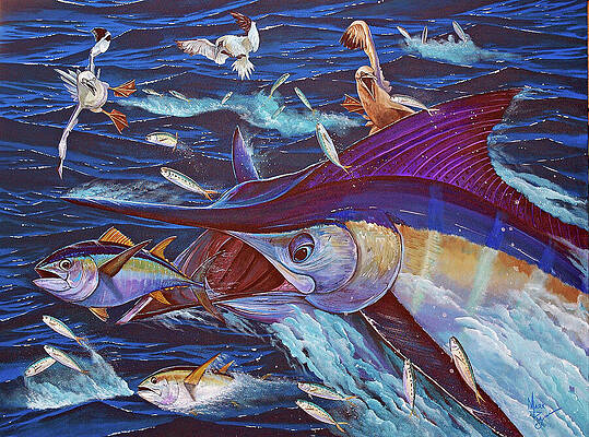 Tuna Painting - Commotion In The Ocean by Mark Ray