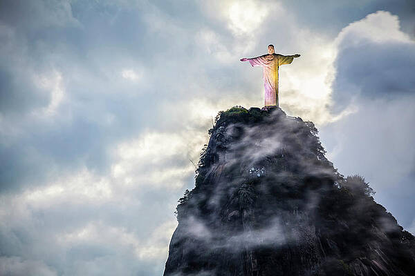 Wall Art featuring the digital art Corcovado, Rio De Janeiro, Brazil by Antonino Bartuccio