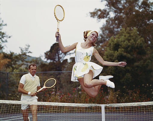 Joyful Tennis Match Jump Wall Art