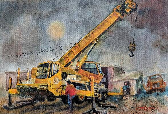 Colorado Wall Art featuring the painting Crane Number 54 by Jackson Ordean