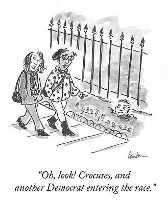 Growth Wall Art featuring the drawing Crocuses And Another Democrat by Mary Lawton