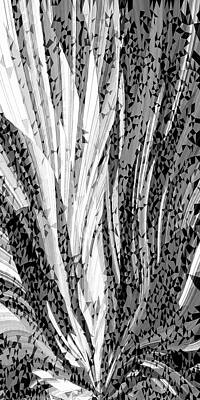 Geometric Digital Art - Crystal Floral Black by David Manlove