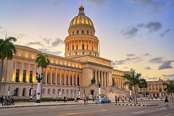 Architecture Digital Art - Cuba, Havana Province, Havana, Centro Habana, El Capitolio, The National Capitol Building At Dusk by Jan Wlodarczyk