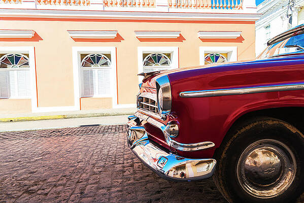 Facade Wall Art featuring the digital art Cuba, Havana Province, Havana, Old Havana, Photo Of An Old American Car In Front Of A Colonial Facade by Yuri Santin