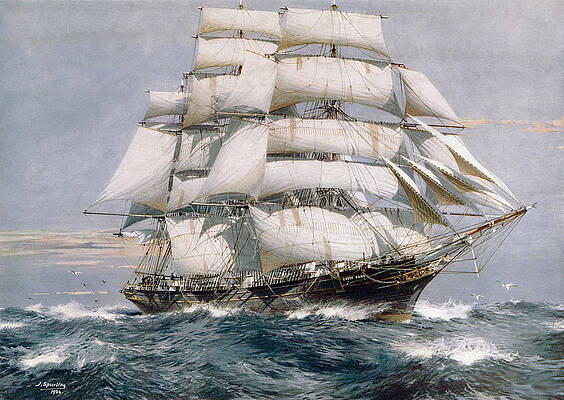 Majestic Sailing Ship on the High Seas Wall Art