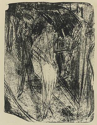 Monochrome Wall Art featuring the painting Dame Im Regen by Ernst Ludwig Kirchner