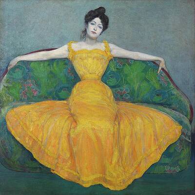 Lady in Yellow Dress on Sofa Wall Art