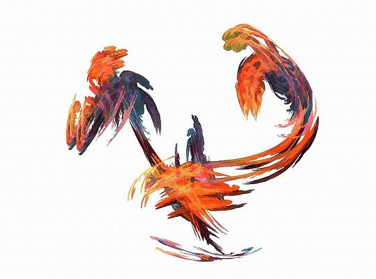 Wall Art featuring the digital art Dance Of The Birds Orange by Don Northup