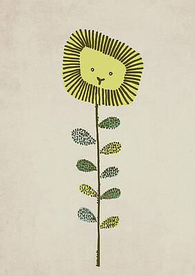 Whimsical Lion Flower Wall Art