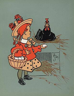 Chicken Painting - Denslows Mother Goose Pl 18 by William Wallace Denslow