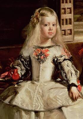 17th Century Painting - Detail Of Little Girl From Las Meninas Or The Family by Diego Rodriguez De Silva Y Velazquez