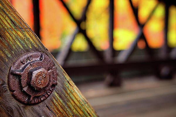Fall Photograph - Details On A Covered Bridge by Jeff Sinon