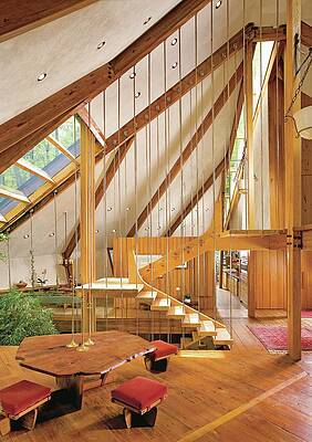 Staircase Photograph - Diamond Shaped House With Steel Ceiling Rods by Bruce Buck