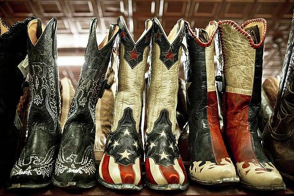 North America Wall Art featuring the digital art Display Of Western Boots by Kav Dadfar
