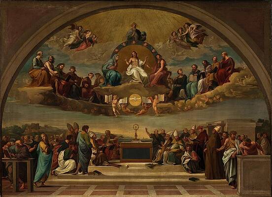 Religion Wall Art featuring the painting Disputation Over The Most Holy Sacrament by Giuseppe Cades