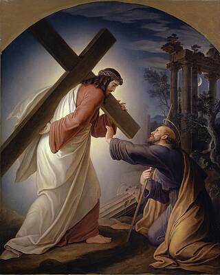 Religion Wall Art featuring the painting Domine, Quo Vadis[lord, Where Are You Going] by Julius Schnorr Von Carolsfeld