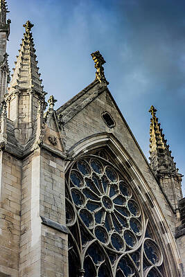 Sky Photograph - Doncaster Minster Main Window With Blue Sky by Scott Lyons