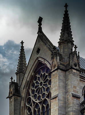 Sky Photograph - Doncaster Minster Main Window With Gray Sky by Scott Lyons