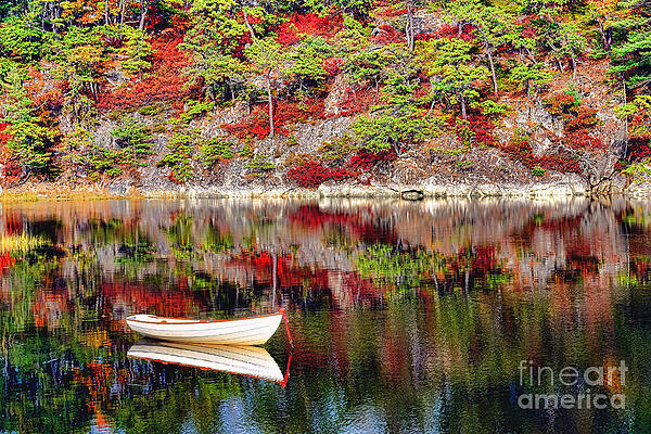 Copyright Photograph - Dory On A Maine Lake In Autumn by Olivier Le Queinec