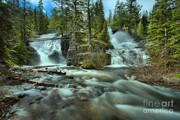 Wall Art featuring the photograph Double Falls At Glacier Park by Adam Jewell
